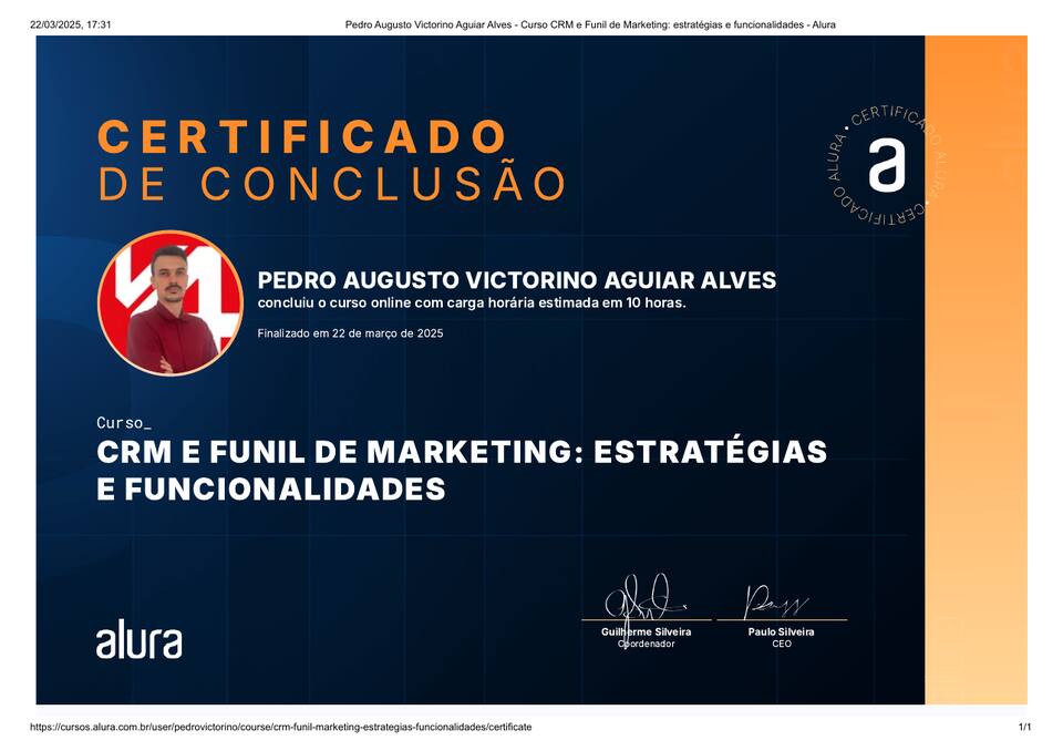 Certificado CRM e Funil de Marketing
