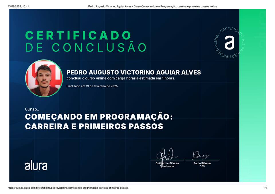 Certificado Começando em Programação