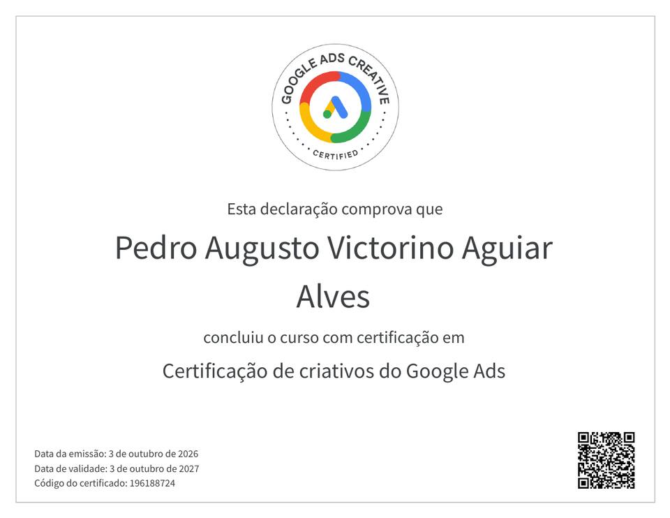 Certificado Google Ads Criativos