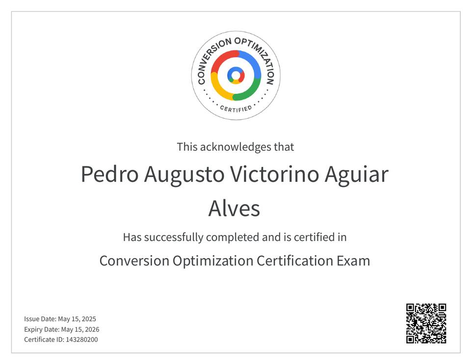 Certificado Otimização de Conversão