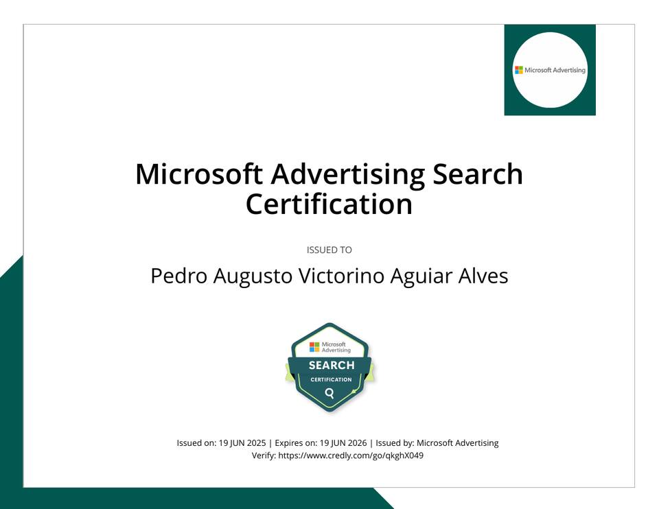 Certificado Microsoft Advertising Search