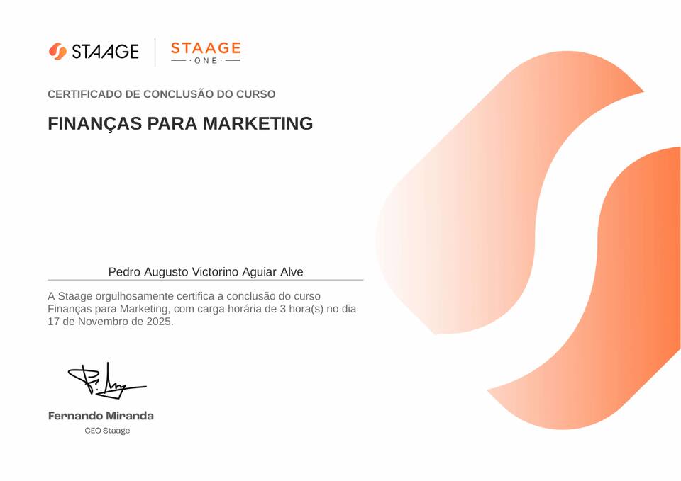 Certificado Finanças para Marketing