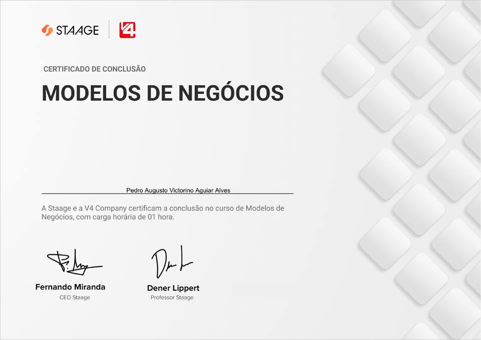 Certificado Modelos de Negócios