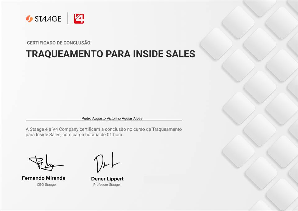 Certificado Traqueamento para Inside Sales